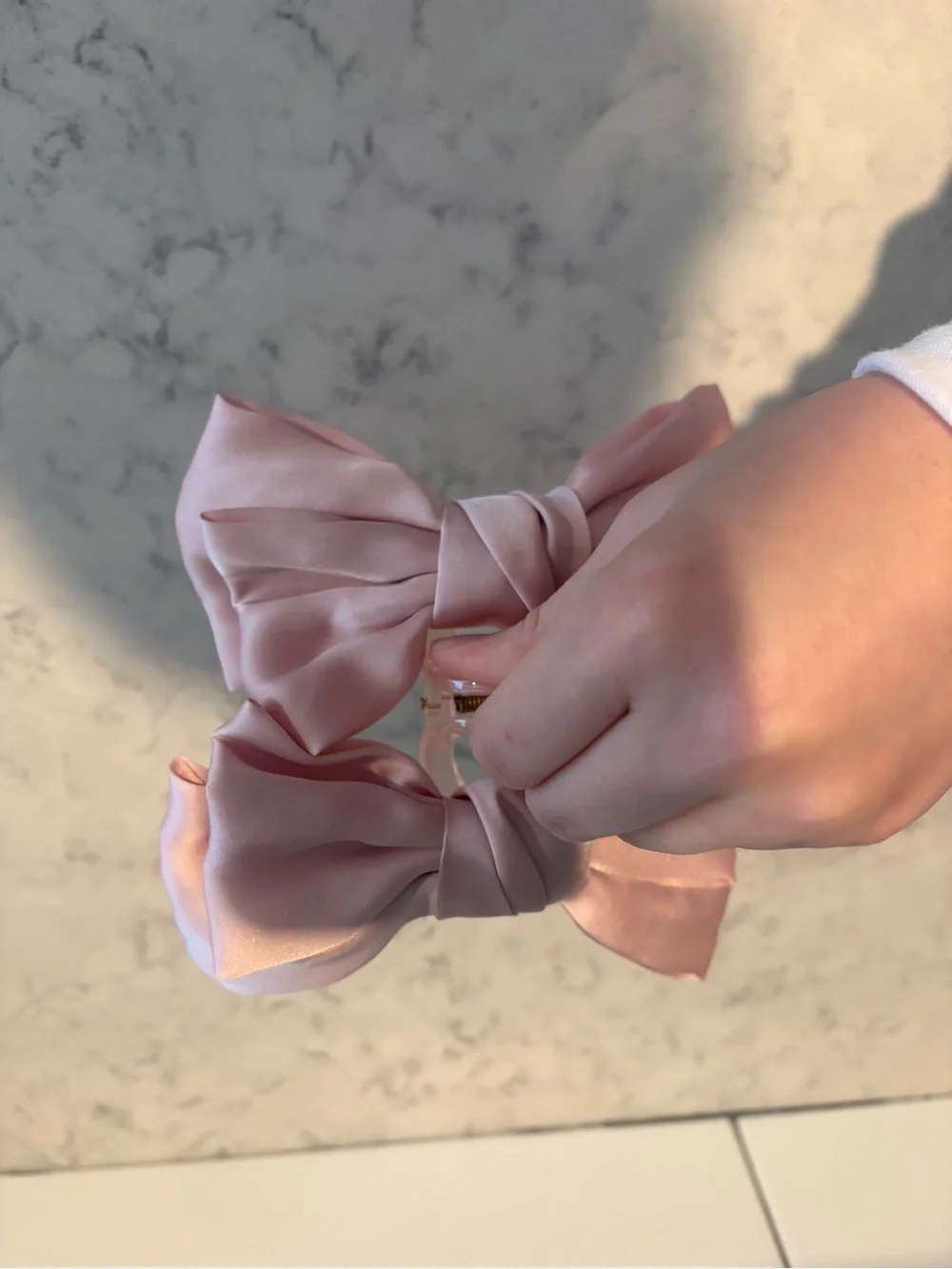 Pink Satin Bow Hair Clip